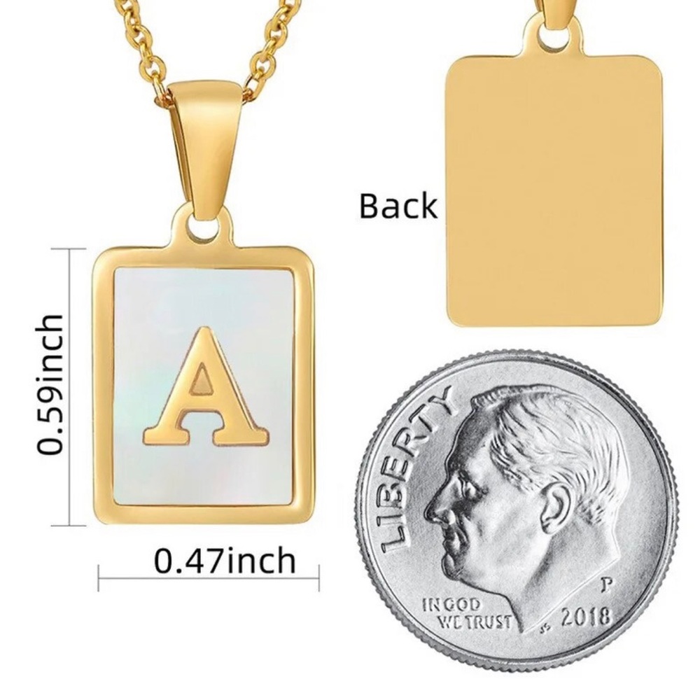 Initial necklace, A-Z stainless steel not tarnish 18k good quality gold